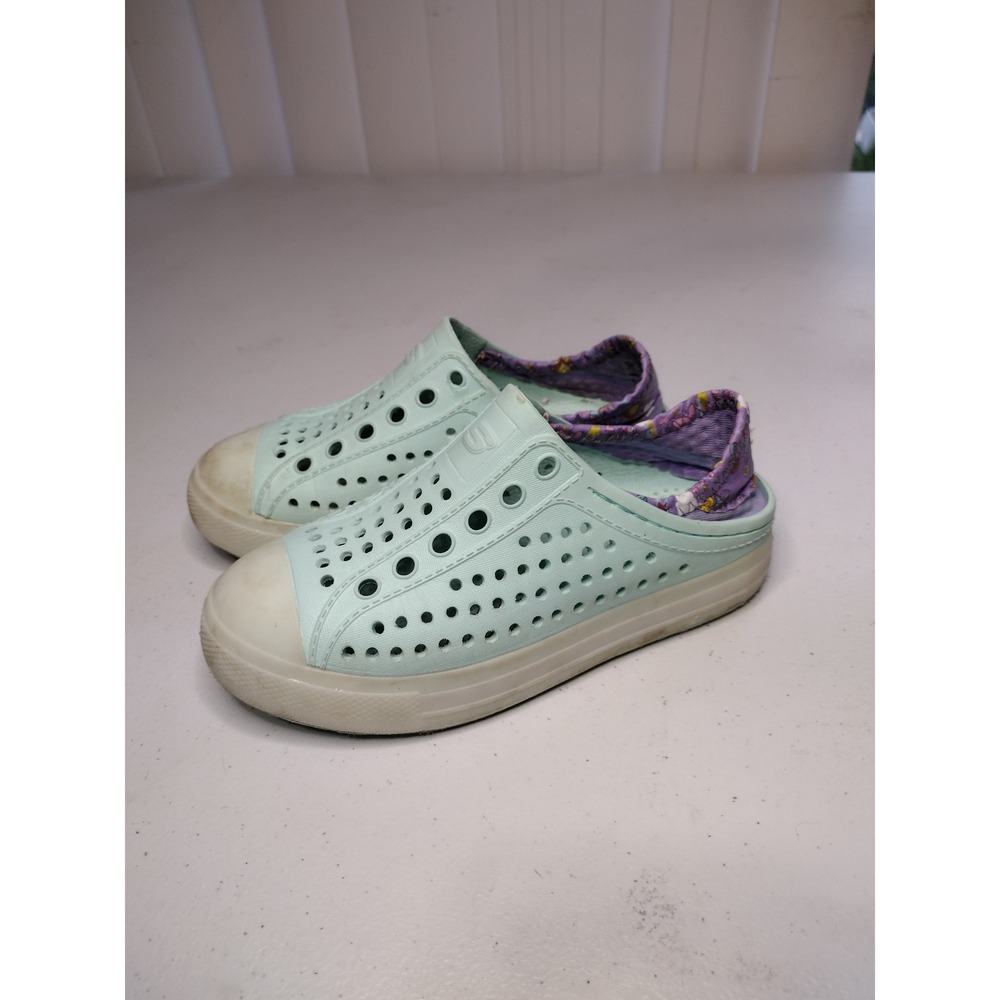 Skechers Foamies Light Up Kids Mint Green Purple Slip On Sneakers Size 12